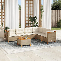 vidaXL Salon de jardin avec coussins 7 pcs beige résine tressée