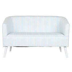 Pegane Canapé de salon en polyester bleu ciel et métal blanc - longueur 130 x profondeur 68 x hauteur 78 cm