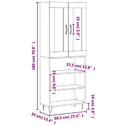 vidaXL Buffet haut Blanc 69,5x34x180 cm Bois d'ingénierie pas cher