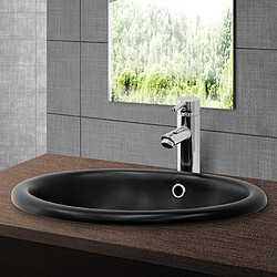 ML DESIGN MODERN LIVING Lavabo ovale 49x19.5x40.5 cm noir en céramique ML-Design