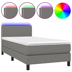 Sommier à lattes et LED,Cadre à lattes de lit avec matelas pour Adulte Gris foncé 80x200cm -MN76698