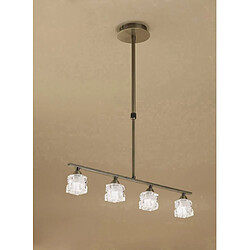 Luminaire Center Suspension Ice 4 Ampoules G9 ECO Bar, laiton antique