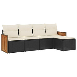 Maison Chic Ensemble de 5 Tables et chaises d'extérieur avec coussins,Salon de jardin noir résine tressée -GKD124464