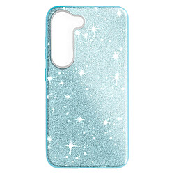 Avizar Coque Paillette pour Samsung Galaxy S23 Hybride Semi-rigide Spark Case bleu