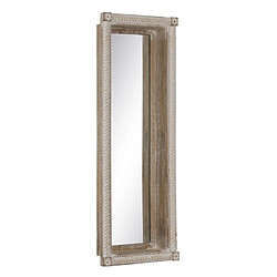 BigBuy Home Miroir mural Blanc Naturel Verre Bois de manguier Bois MDF Vertical 106,6 x 12,7 x 38 cm