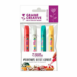 Graines Creatives 4 crayons de nappage effet coulis - jaune / rose / blanc / vert