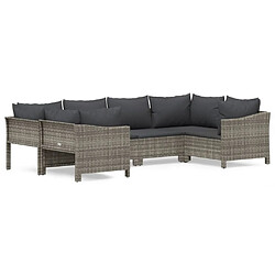 Maison Chic Salon de jardin 6 pcs + coussins - Mobilier/Meubles de jardin - Table et chaises d'extérieur Gris Résine tressée -MN42249