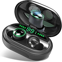 Chrono Écouteurs Bluetooth 5.0, Ecouteur sans Fil IPX8 Etanche 150H TWS Stéréo 3500mAh Etui de Charge, Oreillette Bluetooth avec Mic, AAC 8.0 CVC 8.0 Réduction du Bruit pour Sport