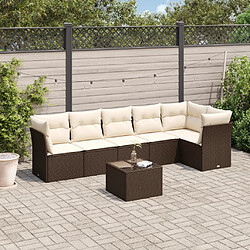 vidaXL Salon de jardin avec coussins 7 pcs marron résine tressée