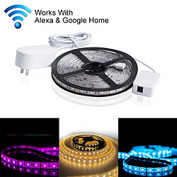 Wewoo Ruban LED Waterproof Epoxyde 5m 60W 300 LEDs SMD 5050 lumière colorée WiFi APP Télécommande Smart Rope Light fonctionne avec Alexa et Google Home, US / EU / UK Plug