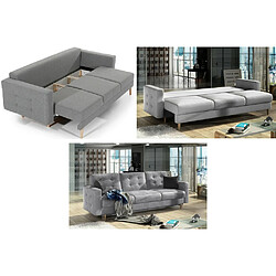 Acheter VENESETTI Canapé 3 places convertible - en tissu de qualité gris clair, ASVENA VELOURS