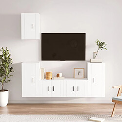 vidaXL Ensemble de meubles TV 5 pcs Blanc Bois d'ingénierie