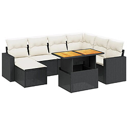 vidaXL Salon de jardin 8 pcs avec coussins noir résine tressée