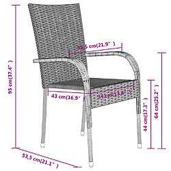 Acheter vidaXL Ensemble à manger de jardin 7 pcs Gris et noir