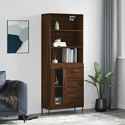 vidaXL Buffet haut Chêne marron 69,5x34x180 cm Bois d'ingénierie