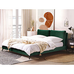 Beliani Lit double en velours vert 180 x 200 cm MELLE