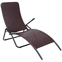 Maison Chic Chaise longue pliable de jardin | Bain de soleil Relax | Transat résine tressée marron -GKD65172