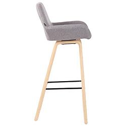 Avis Decoshop26 Tabouret de bar en tissu gris clair pieds en bois de chêne clair design original robuste et confortable 10_0000397