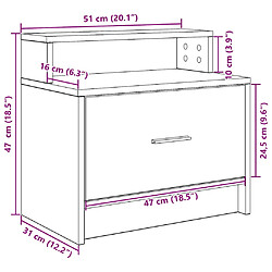 vidaXL Table de chevet avec tiroir sonoma gris 51x31x47 cm pas cher