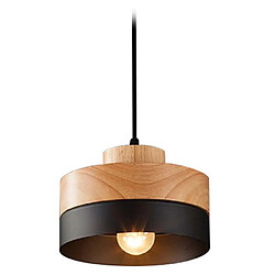 ICONIK INTERIOR Lampe suspendue de style scandinave Eigil - Bois et métal Noir 