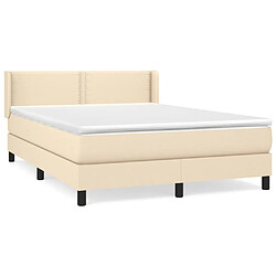 vidaXL Sommier à lattes de lit avec matelas Crème 140x190 cm Tissu