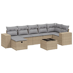 Maison Chic Ensemble à manger d'extérieur 8 pcs avec coussins,Salon de jardin,Mobilier de jardin mélange beige résine tressée -GKD711991