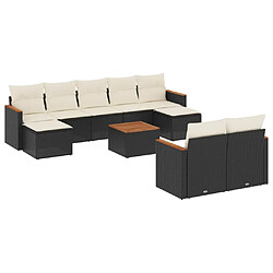 Maison Chic Salon de jardin 10 pcs avec coussins | Ensemble de Table et chaises | Mobilier d'Extérieur noir résine tressée -GKD46290