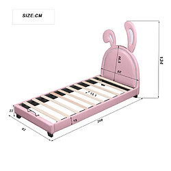 Acheter ComfortXL Lit Pour Enfants En Forme D'oreilles De Lapin, 90x200cm, Avec Sommier À Lattes Et Dossier, Rose (mat