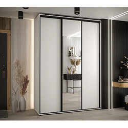 Abiks Meble Armoire à portes coulissantes Davos 3 235.2 x 170 x 45 3 portes coulissante (Blanc/Blanc/Noir)