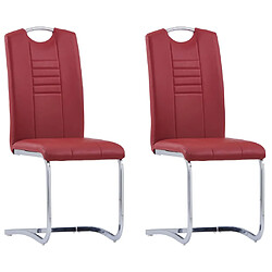 vidaXL Chaises à manger cantilever lot de 2 rouge similicuir 