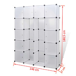 vidaXL Armoire modulaire 14 compartiments blanc 37 x 146 x 180,5 cm pas cher