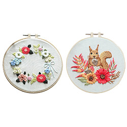 2x Bricolage Kits De Couture Broderie Cerceau Point De Croix Artisanat-fleur écureuil pas cher