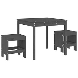 Maison Chic Table de bistro et chaises d'extérieur 3 pcs,Ensemble de bistro de jardin pour relax gris bois de pin massif -GKD875394