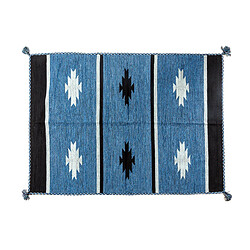 Alter Tapis moderne Chicago, style kilim, 100% coton, bleu, 200x140cm