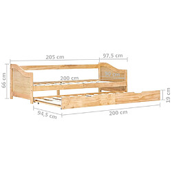 vidaXL Cadre de lit extensible sans matelas bois de pin 90x200 cm pas cher