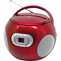 Soundmaster radio portable FM avec lecteur CD AUX sur secteur ou piles rouge