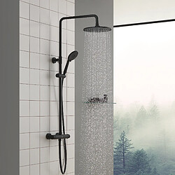 Cecipa max Colonne de Douche Thermostatique Noir Ensemble de Douche avec Douche de Tête Supérieur Réglable pour Salle de Bain,EU Modèle