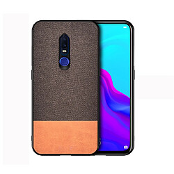 Wewoo Coque Rigide Housse de protection en tissu PU épissage antichoc pour OPPO F11 Pro Marron