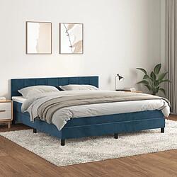 Maison Chic Lit Adulte - Lit simple Lit à sommier tapissier et matelas moelleux - Meuble de Chambre - Bleu foncé 160x200cm Velours -MN66388