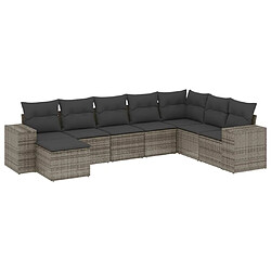 Maison Chic Ensemble Tables et chaises d'extérieur 8 pcs avec coussins,Salon de jardin gris résine tressée -GKD784455