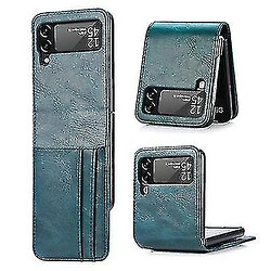 Universal Étui de téléphone pliant en cuir PU pour Samsung Galaxy Z Flip 3 - Cyan