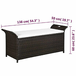 Maison Chic Banc de jardin | Banquette de jardin | Chaise Relax avec coussin 138 cm Résine tressée Marron -MN50024 pas cher