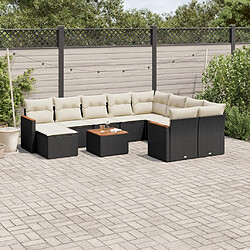 Maison Chic Salon de jardin 11 pcs avec coussins, Ensemble Tables et chaises d'extérieur noir résine tressée -GKD766026