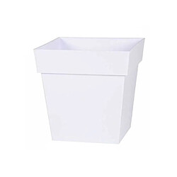 EDA Plastiques EDA Pot de fleur carré Toscane - 32 x 32 x H 32 cm - 22 L - Blanc