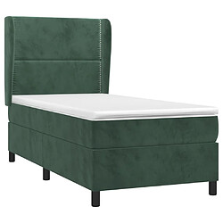 Avis Maison Chic Structures de lit + matelas,Lit à sommier tapissier avec matelas Vert foncé 90x190 cm -MN24819