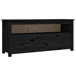 vidaXL Meuble TV Noir 114x35x52 cm Bois de pin massif