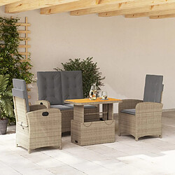 vidaXL Ensemble à manger de jardin coussins 4 pcs beige résine tressée