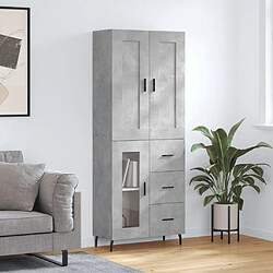 vidaXL Buffet haut Gris béton 69,5x34x180 cm Bois d'ingénierie