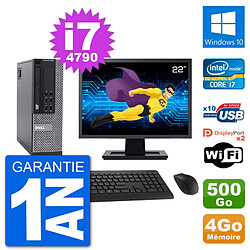 PC Dell 9020 SFF Ecran 22" Intel i7-4790 RAM 4Go Disque 500Go Windows 10 Wifi - Occasion