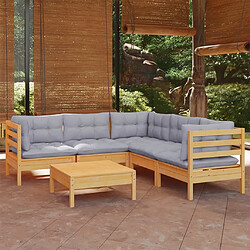 Maison Chic Salon de jardin 6 pcs + coussins - Mobilier/Meubles de jardin - Table et chaises d'extérieur gris Bois de pin solide -MN55017